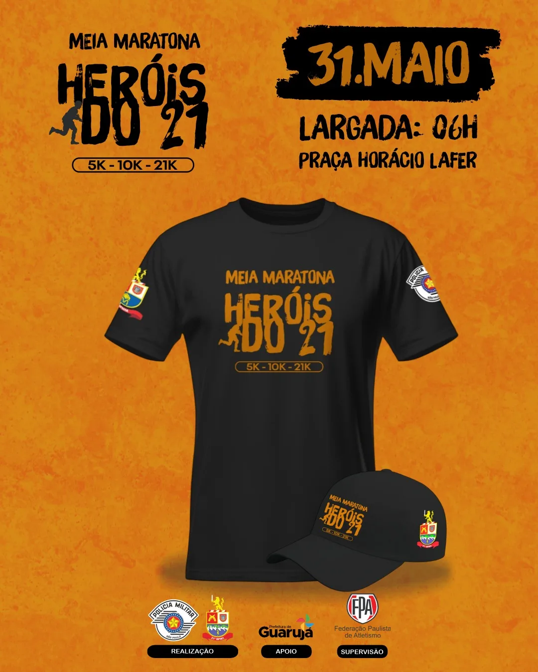 Capa do evento MEIA MARATONA HERÓIS DO 21 - GUARUJÁ